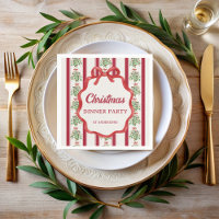 Fête de Noël rouge rétro rayures monogramme