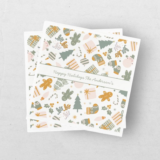 Serviette En Papier Fête de Noël Verte et Dorée (Créateur téléchargé)