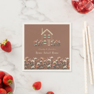 Serviette En Papier Fête de pendaison de crémaillère rustique boho flo