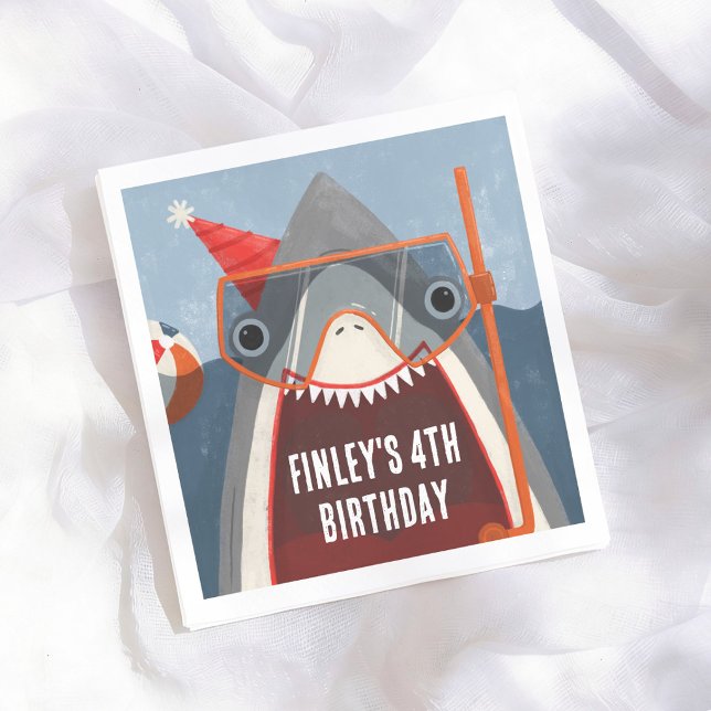 Serviette En Papier Fête de Piscine Anniversaire Été Requin (Créateur téléchargé)