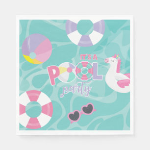 Serviette En Papier Fête de piscine Licorne Rose et Violet Papier Anni