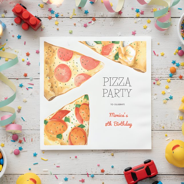 Serviette En Papier Fête de pizza Watercolor (Créateur téléchargé)