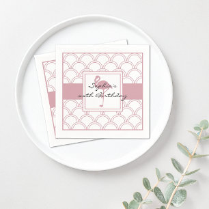 Serviette En Papier Fête de plage aux flamants roses avec motif vague 