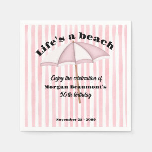 Serviette En Papier Fête de plage estivale moderne rayée 50e anniversa
