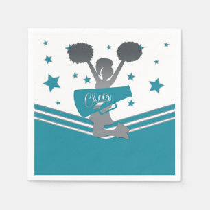 Serviette En Papier Fête de pom-pom girls étoiles argentées blanches s