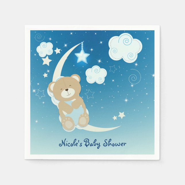 Serviette En Papier Fête de Pralinage de Teddy Bear Moon & Stars Baby  (Devant)
