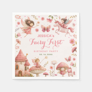 Serviette En Papier Fête de premier anniversaire de licorne fée de la 