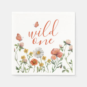 Serviette En Papier fête de premier anniversaire du fleur sauvage