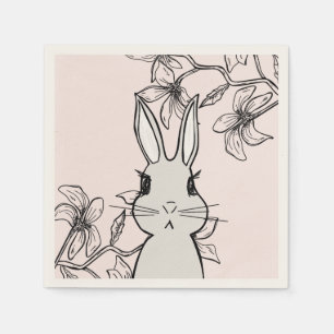 Serviette En Papier Fête de printemps de Bunny Dessin Ligne
