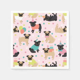 Serviette En Papier Fête de Pug Birthday