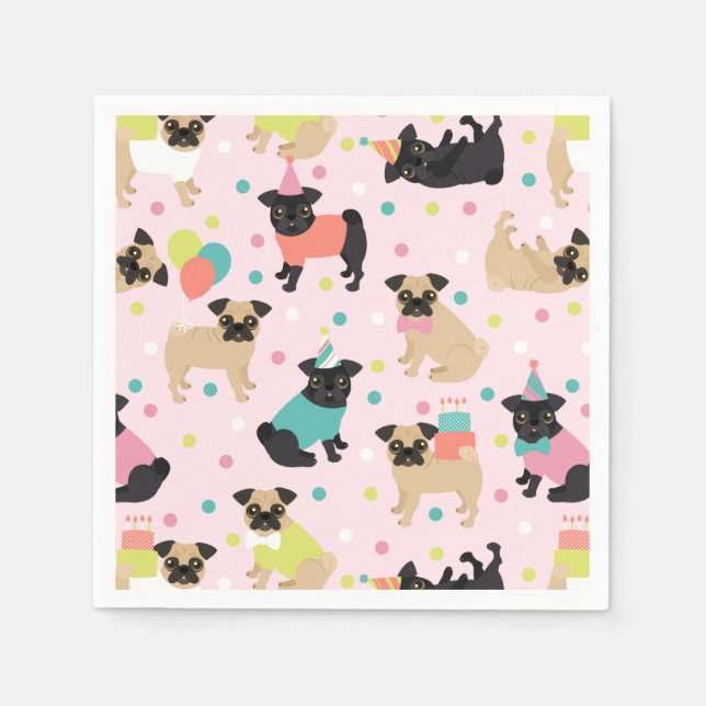 Serviette En Papier Fête de Pug Birthday (Devant)