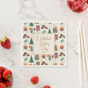 Serviette En Papier Fête de quartier hivernale de vacances