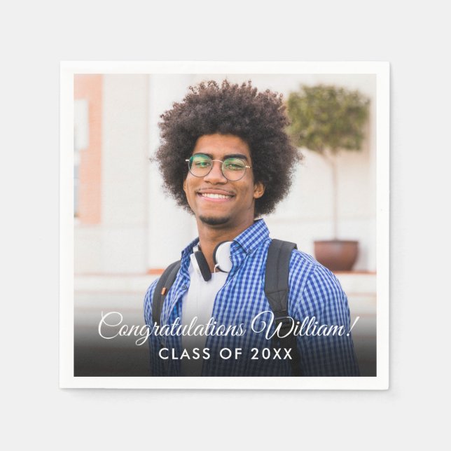 Serviette En Papier Fête de remise de diplôme avec photo de style mode (Devant)
