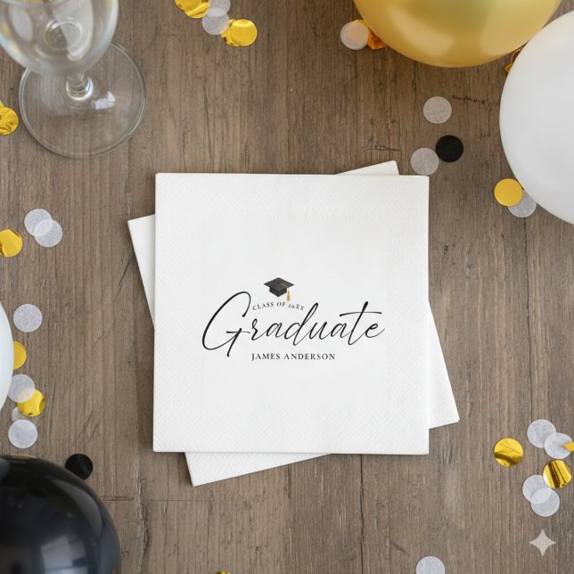 Serviette En Papier Fête de Remise de Diplômes Écriture Simple Moderne (Créateur téléchargé)