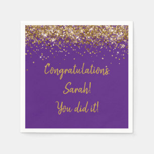 Serviette En Papier Fête de remise de diplômes personnalisée Violet et