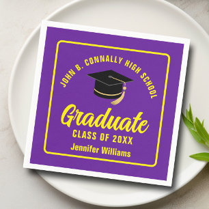 Serviette En Papier Fête de remise de diplômes personnalisée Violet Ja