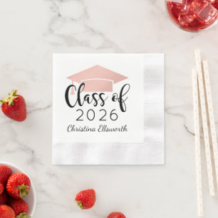 Serviette En Papier Fête de remise des diplômes 2026 Rose Gold écritur