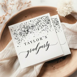 Serviette En Papier Fête de remise des diplômes avec confettis noirs c