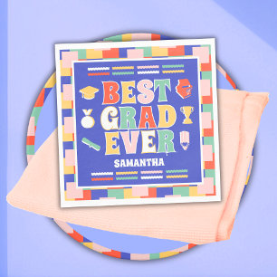 Serviette En Papier Fête de remise des diplômes bleue Rétro Meilleur d
