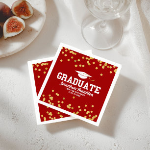 Serviette En Papier Fête de remise des diplômes confettis rouge or dip