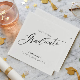 Serviette En Papier Fête de Remise des Diplômes en Écriture Élégante