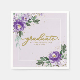 Serviette En Papier Fête de remise des diplômes fleurs de lavande viol