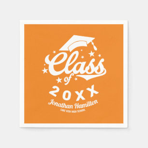 Serviette En Papier Fête de remise des diplômes orange de la promotion