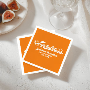 Serviette En Papier Fête de remise des diplômes Orange Félicitations