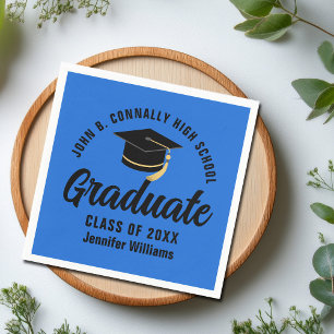 Serviette En Papier Fête de remise des diplômes personnalisée bleu noi