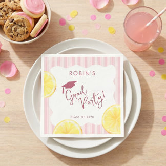 Serviette En Papier Fête de Remise des Diplômes Rose Citron Fraîchemen
