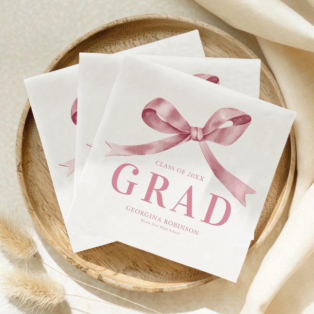 Serviette En Papier Fête de remise des diplômes rose moderne (Créateur téléchargé)