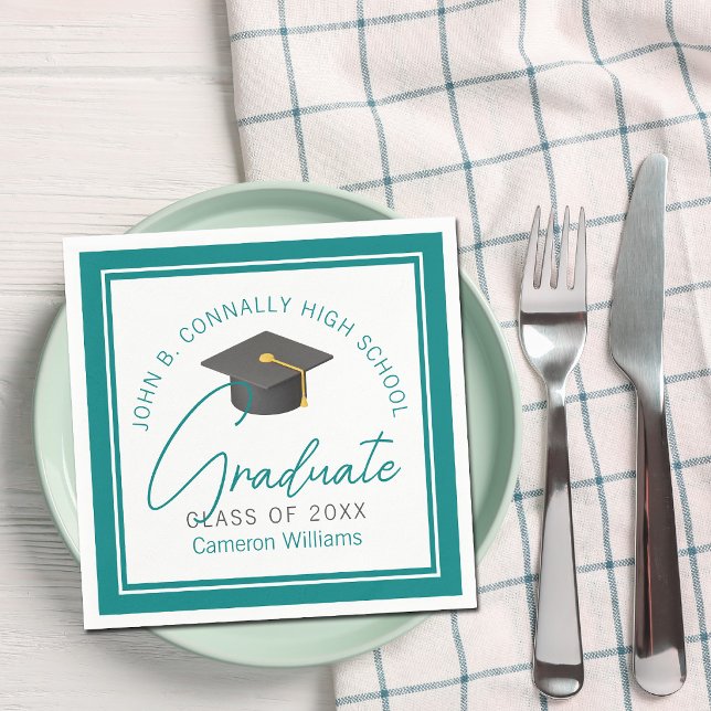 Serviette En Papier Fête de remise des diplômes sarcelle chic Personna (Créateur téléchargé)