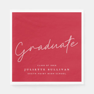 Serviette En Papier Fête de remise des diplômes Simple Script Rouge