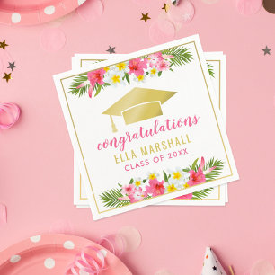 Serviette En Papier Fête de remise des diplômes sur le thème floral tr