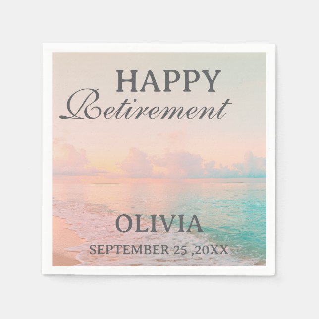 Serviette En Papier Fête de retraite à thème plage ou été (Devant)