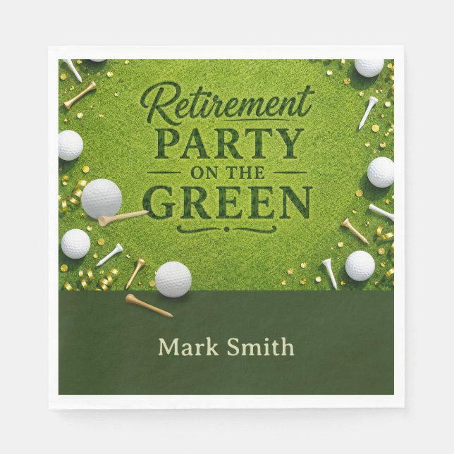 Serviette En Papier Fête de RETRAITE AU GOLF sur le vert  (Devant)