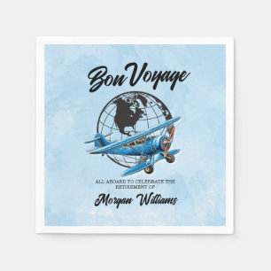 Serviette En Papier Fête de retraite Bon voyage Globe de voyage Avion