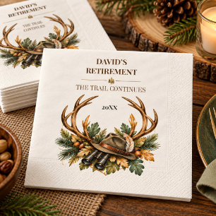 Serviette En Papier Fête de retraite Chasseur avec bois de cerf à l'aq
