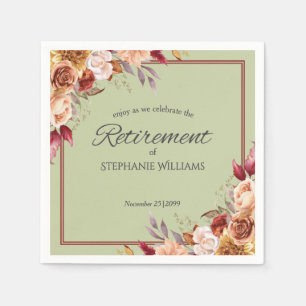 Serviette En Papier Fête de retraite élégante aux fleurs pastel automn