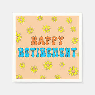 Serviette En Papier Fête de retraite Fleurs Groovy Texte personnalisé
