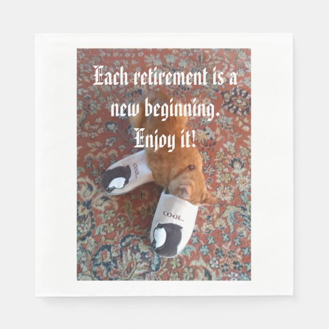 Serviette En Papier fête de retraite napkin ginger chat glissade (Devant)