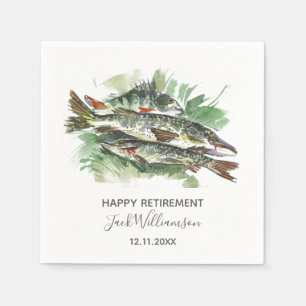 Serviette En Papier Fête de retraite    Poisson aquarelle