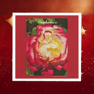 Serviette En Papier Fête de retraite Rose rouge et or Floral Macro