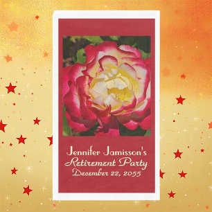Serviette En Papier Fête de retraite Rose rouge/or doré Macro