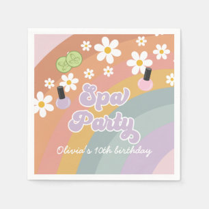Serviette En Papier Fête de Spa Rétro Anniversaire Arc-en-ciel