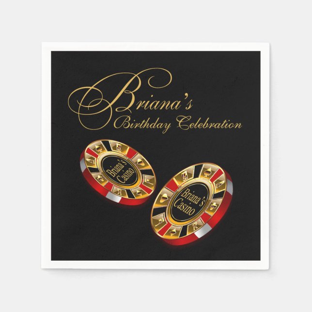 Serviette En Papier Fête de style Casino PERSONNALISÉ DEMANDEZ-MOI 4 N (Devant)