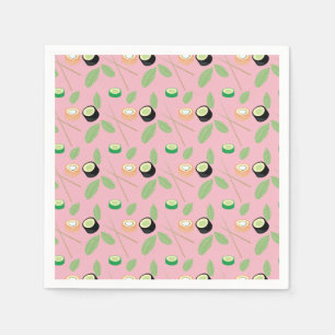 Serviette En Papier Fête de Sushi Roulés de Sushi Hibachi et Baguettes