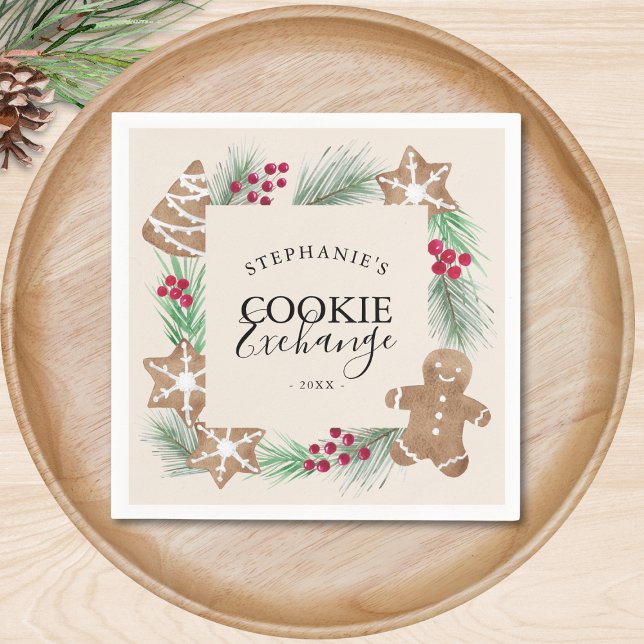 Serviette En Papier Fête d'échange de biscuits de Noël (Créateur téléchargé)