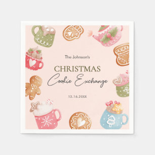 Serviette En Papier Fête d'échange de biscuits de Noël Pastel ludique
