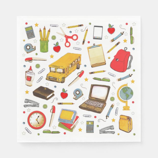 Serviette En Papier Fête d'école Enseignant (Devant)